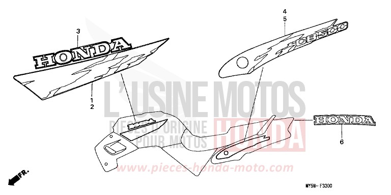 STREIFEN (1) von CB1300 Super Bold'or ABS PROCYON RED METALLIC (R203) von 1996